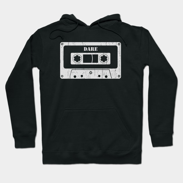 Dare - Vintage Cassette White Hoodie by FeelgoodShirt